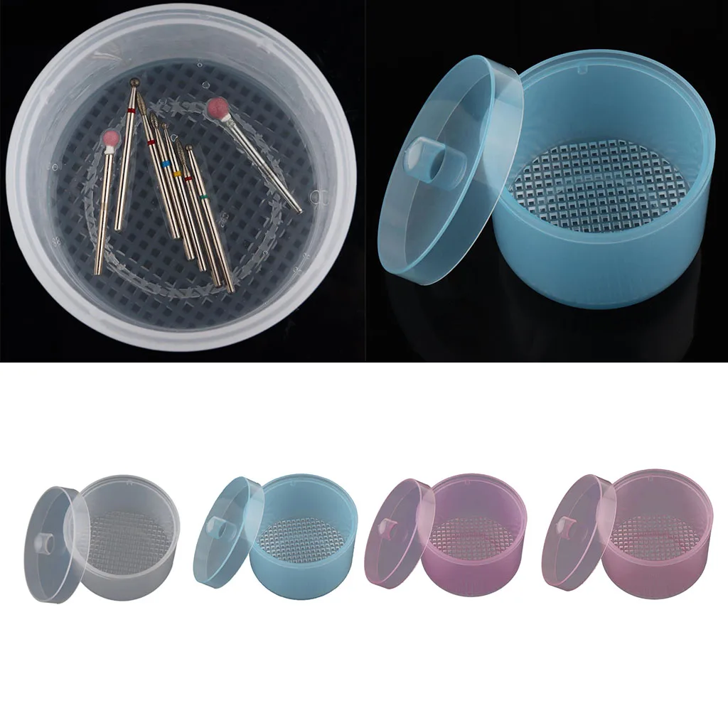 Empty Salon Nail Art Drill Bits Grinding Head Cleaning Storage Box