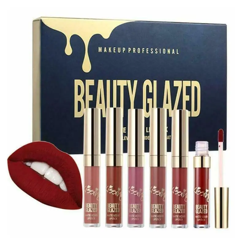 Beauty Glazed 6pcs Women Fashion Liquid Matte Lipstick Velvet Lipgloss Nude Makeup Matte Velvet Natural Moisturizer Lip Glosses Beauty Glazed 6pcs Women Fashion Liquid Matte Lipstick Velvet Lipgloss Nude Makeup Matte Velvet Natural Moisturizer Lip Glosses