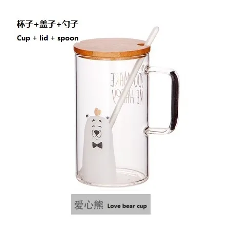 Высокая боросиликатная стеклянная Бытовая большая емкость термостойкая чашка для сока молока с милым креативным холодным напитком чашка для завтрака - Цвет: G