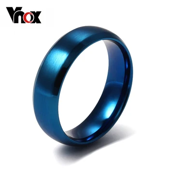 

Vnox Blue Ring 316l stainless steel Party Jewelry For Men Women Matte 6mm Size 4 to 15