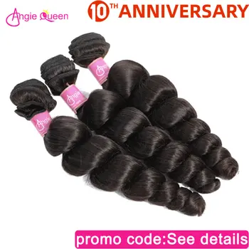 

Angie Queen Loose Wave Peruvian non Remy Hair Remy Hair Bundles 100% Human Hair Weaves Natural Color Bundles 8'-26' L