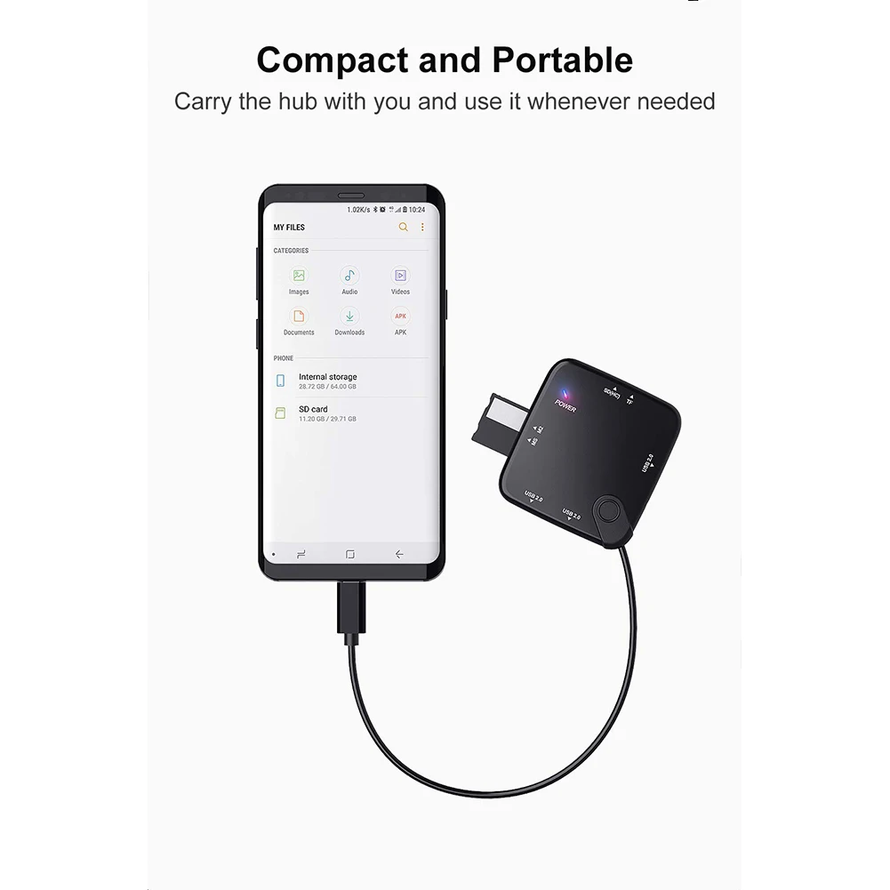 USB C концентратор Мини-кард-ридер Карманный тип-c разветвитель TF OTG адаптер внешний компьютер портативный черный прочный аксессуары