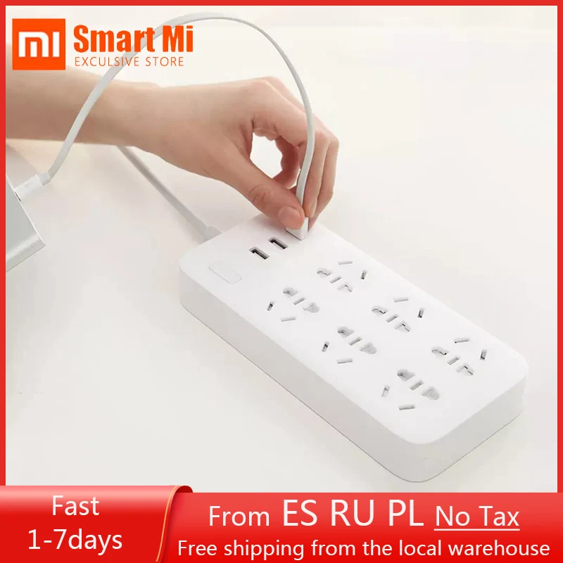 6 розеток Xiaomi Mijia с 3 USB-портами для быстрой зарядки 2 1 А умный удлинитель