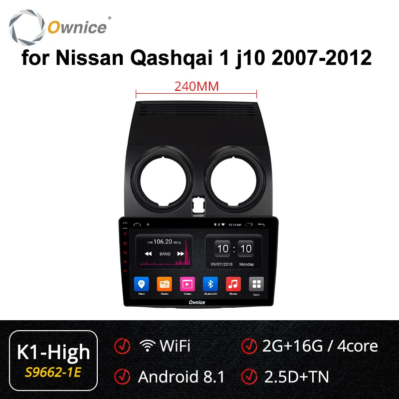 Ownice Octa Core Android 9,0 Автомобиль Радио Стерео K3 K5 K6 для Nissan Qashqai 2007 2009 2010 2011 2012 dvd gps плеер 64G 4 аппарат не привязан к оператору сотовой связи - Цвет: S9662-1 K1-High