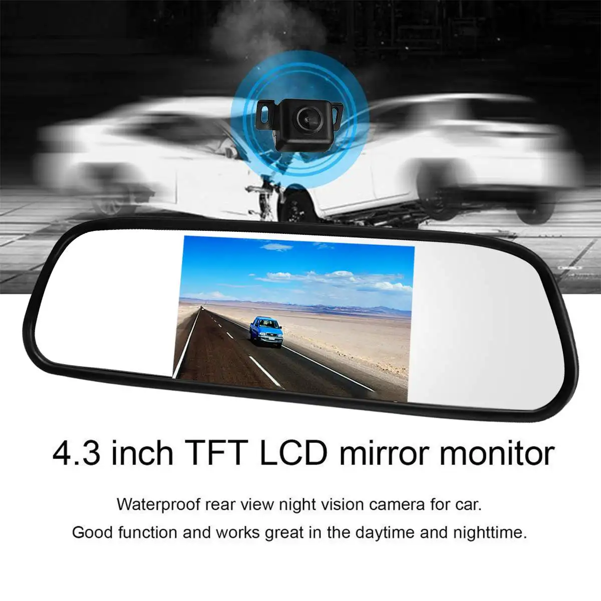 4," беспроводной HD TFT lcd АВТО CarMirror монитор дисплей экран светодиодный обратный заднего вида камера ночного видения система парковки
