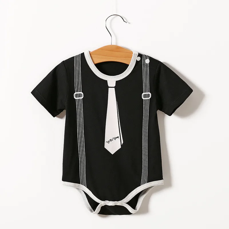 Black Tie Детские Боди для маленьких мальчиков; цельнокроеный хлопковый комбинезон в джентльменском стиле; одежда с галстуком-бабочкой; костюм с рисунком; Детский комбинезон с принтом; одежда для малышей - Цвет: Black Tie