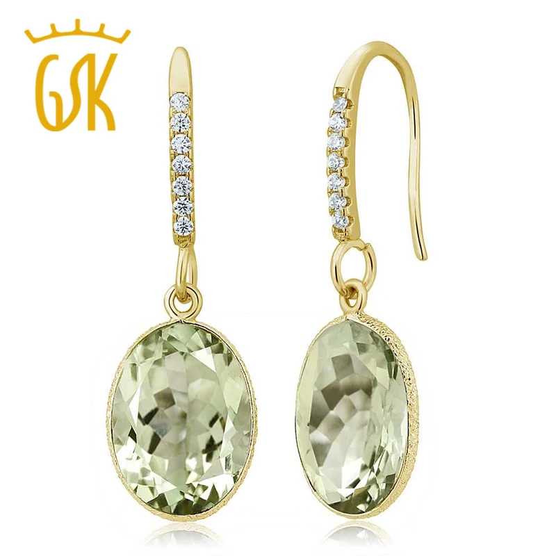 Серьги-подвески с драгоценными камнями GemStoneKing 10 00 карат 14х10мм Овальные