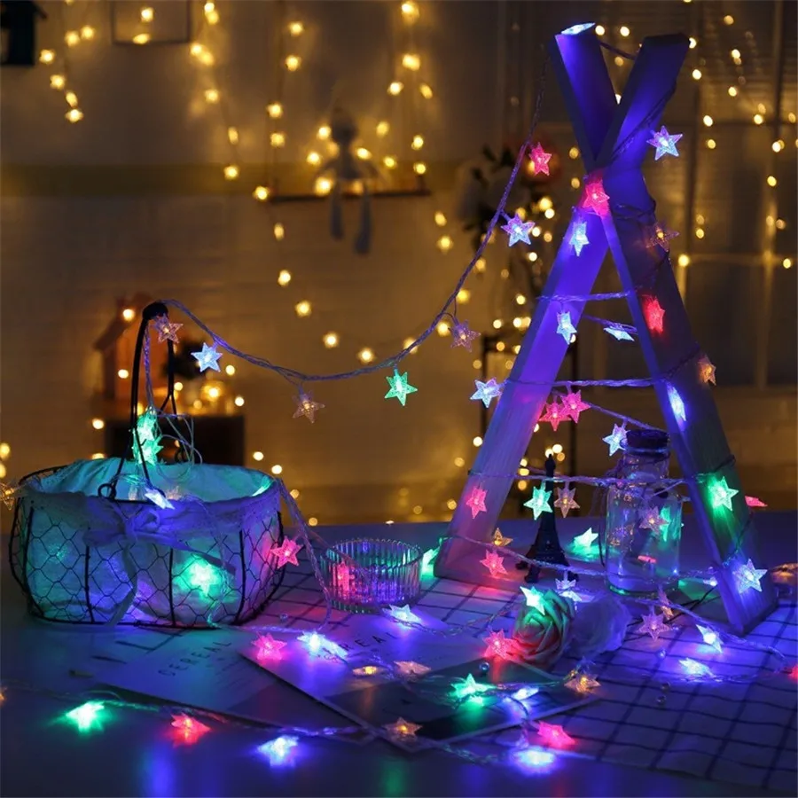 QYJSD светодиодный светильник со звездами, светящаяся гирлянда, рождественское Освещение для дома, настенный фон для спальни,, Новогоднее украшение
