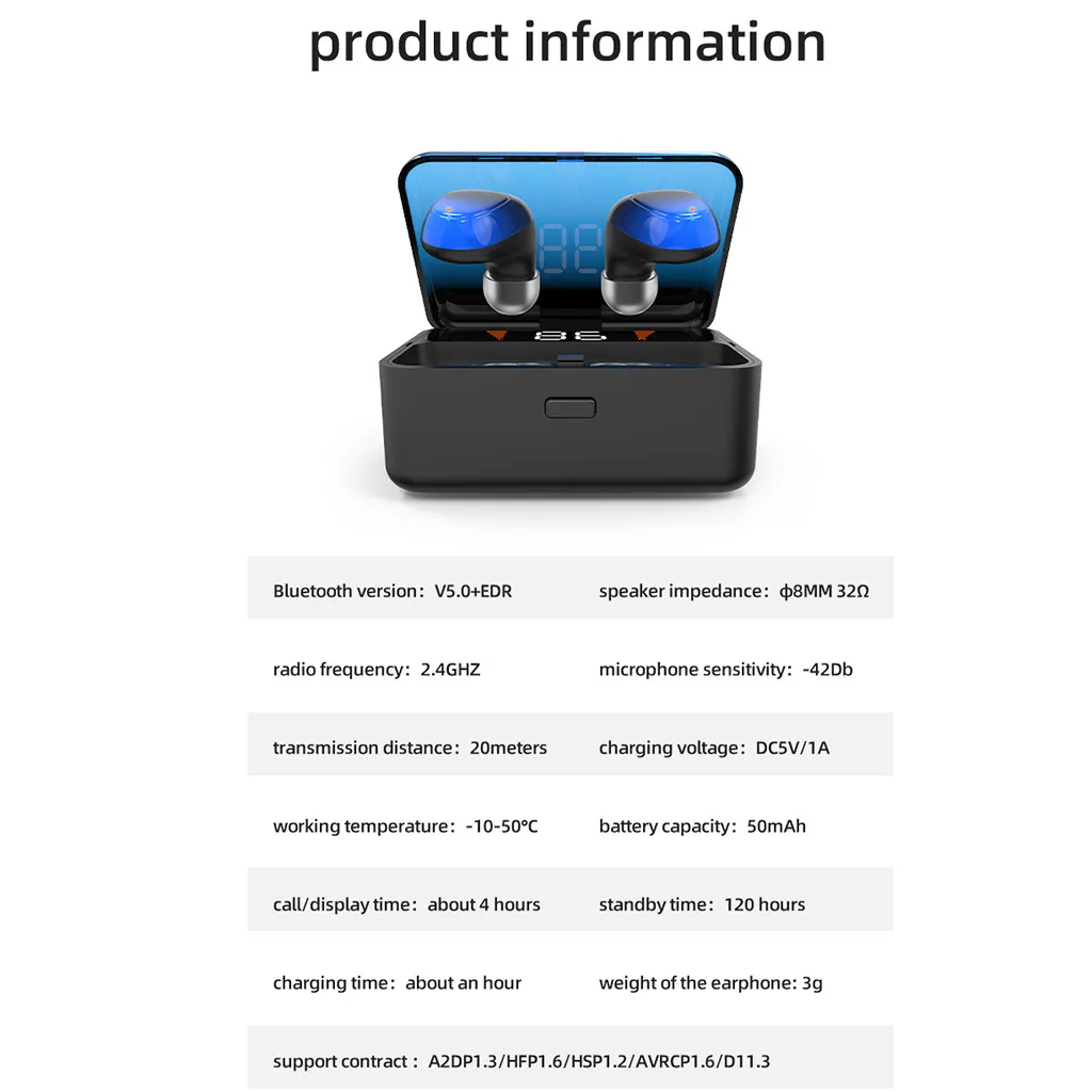 Mosunx BT5.0 Bluetooth earbudss Беспроводная bluetooth-гарнитура, стерео наушники, Спортивная Беспроводная bluetooth-гарнитура, спортивная
