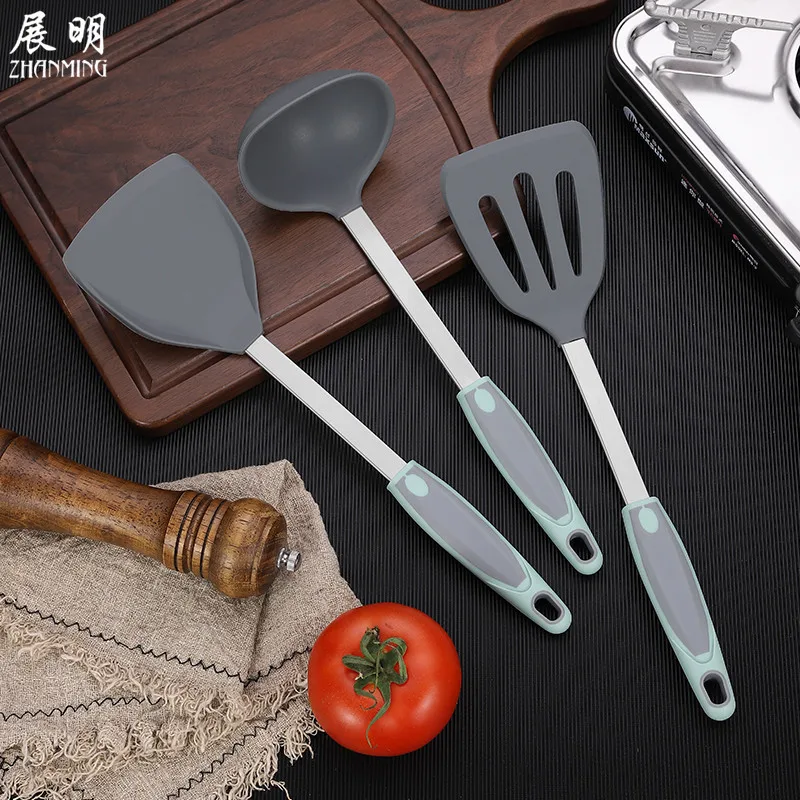 

Silicone Stainless Steel Kitchenware Kit Cooking High Temperature Non-Stick Special Spatula Spoon Spatula Kitchen Utensils