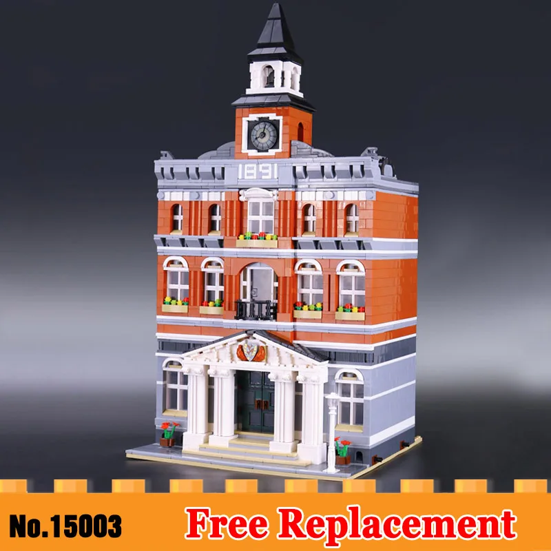

15003 Streetview Series Town Hall Architecture Building Blocks Bricks Set Compatible with Legoed 10224 Modular Building Model