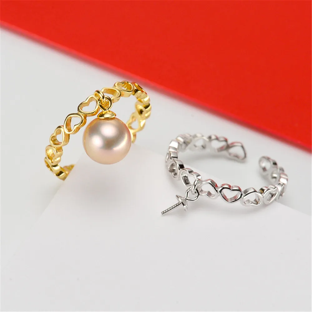 Classic Rings Resizable Design Rings Base 925 Silver Pearl Rings Settings Women DIY Pearl Rings Accessory No Pearl rings storage box transparent square earrings case jewelry finding accessory packaging bead pearl organizer dresser