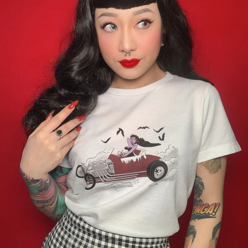 Sexy Car Party Women Tops Witch Graphic Tee Wicca Tumblr Vintage T-shirt Cotton Ghost Spirit Clothes Rock Hippe Tshirt | Женская одежда