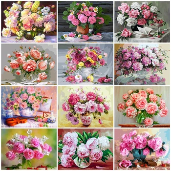 

HUACAN Paint By Number Flower DIY Pictures By Numbers Flowers Hand Painted Painting Drawing On Canvas Art Gift Kits Home Decor