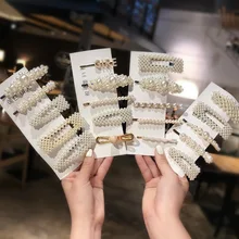 Онлайн заколки-заколки с жемчугом и боковыми краями для знаменитостей; головной убор для взрослых и детей; повязка на голову из Южной Кореи; BB заколки для девочек; модные волосы для девочек