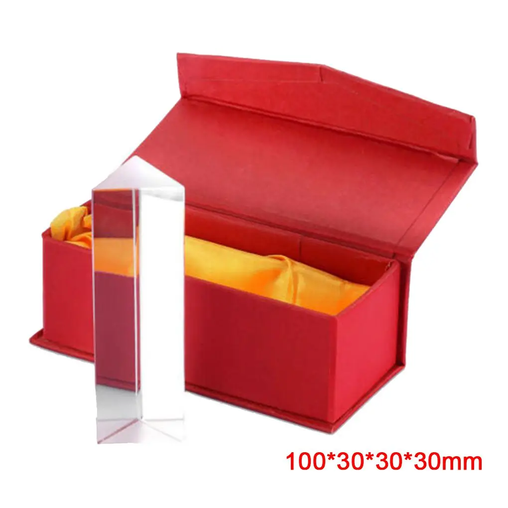 

100x30x30x30mm Triangular Prism Optical Prisms Glass Physics Teaching Refracted Light Spectrum Children Students Present