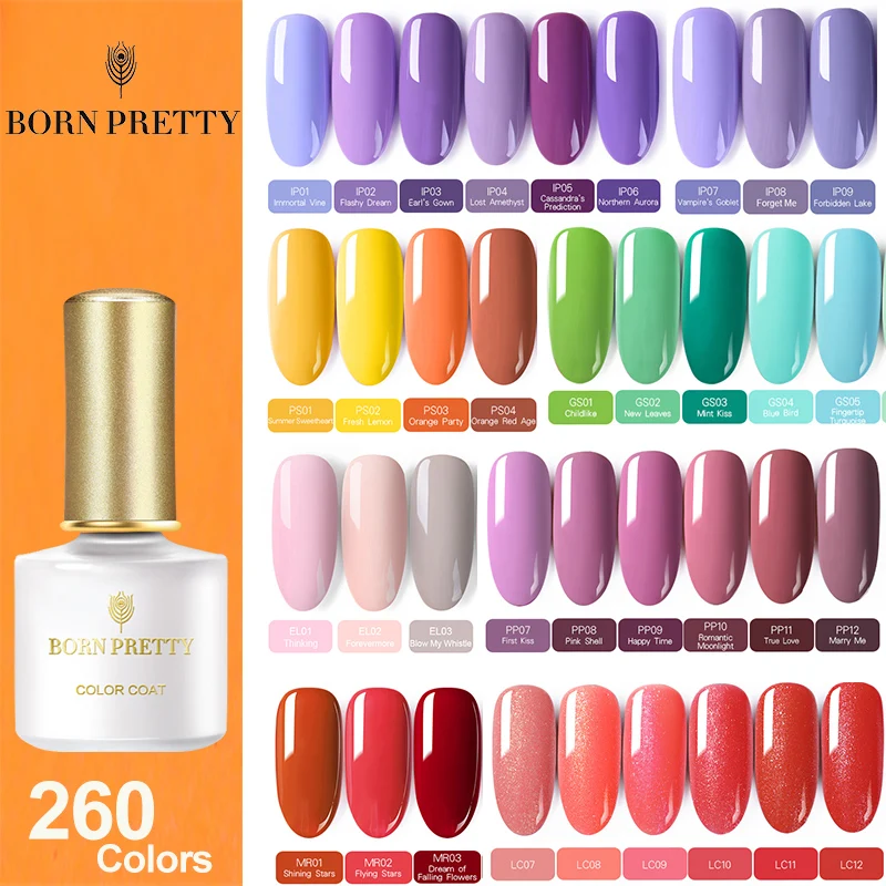 

BORN PRETTY 6ml Gel Nail Polish Pure Nail Color Manicure Soak Off UV LED Gel Polish Lacquer Base Coat No Wipe Top Coat Varnish