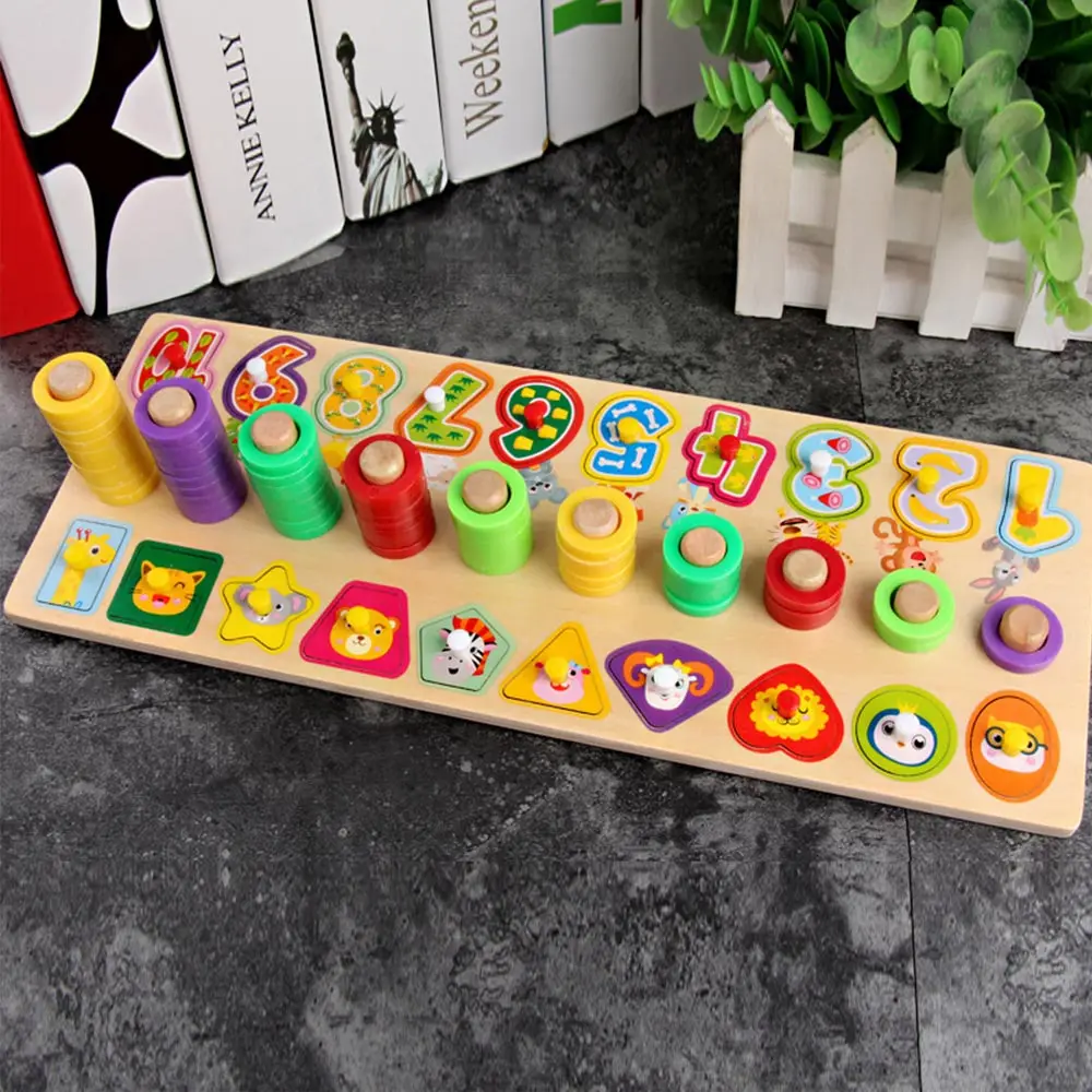 Montessori Kids Numbers Toys Children Wooden Blocks Puzzle Game Sensory Materials Rainbow Jigsaw Learning Education Kids Toys - Цвет: WJ3533-5