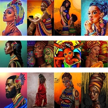 

tapb 2020 African Women DIY Paint By Numbers On Canvas DIY Handicraft Adult Coloring By Number Acrylic Paint African Girl