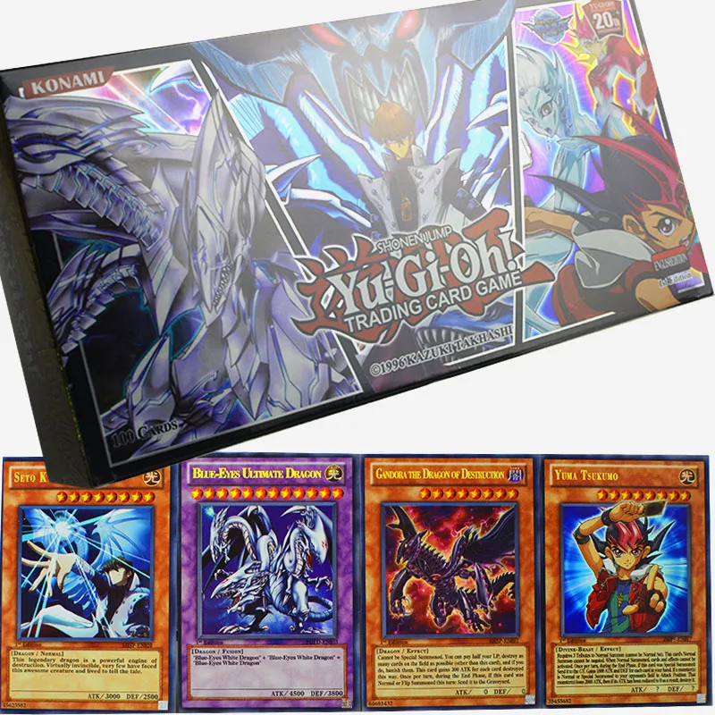 YU GI OH 100 шт. голографическая карточка набор с коробкой yu gi oh Аниме игровая коллекция карт дети мальчики игрушки для детей рисунок cartas