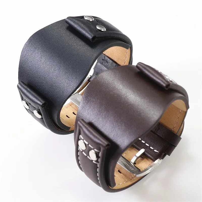 22mm Brown Black Tray Watchband Rivet Genuine Leather Watch Strap For Fossil Ch2564ch2565 Ch2891ch3051 Ch2592 Wristband Bracelet