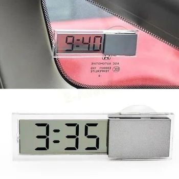 

Car Electronic Clock Mini Transparent LCD Display Digital with Sucker Glass Car Ornaments Accessories Universal