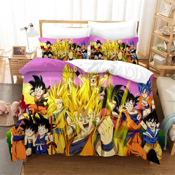 «Жемчуг дракона», набор стеганых одеял кровать в стиле аниме постельное белье набор двойной queen один мальчик пододеяльник набор постельное белье C персонажем из мультфильма комплект дропшиппинг - Цвет: Color-2