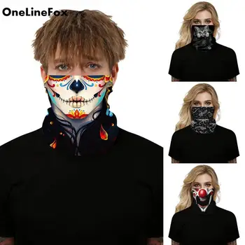

OneLineFox Halloween Skull National Flag Printed Face Magic Scarf Sporting Headwear Riding Scarf Cycling Neck Headband Bandana