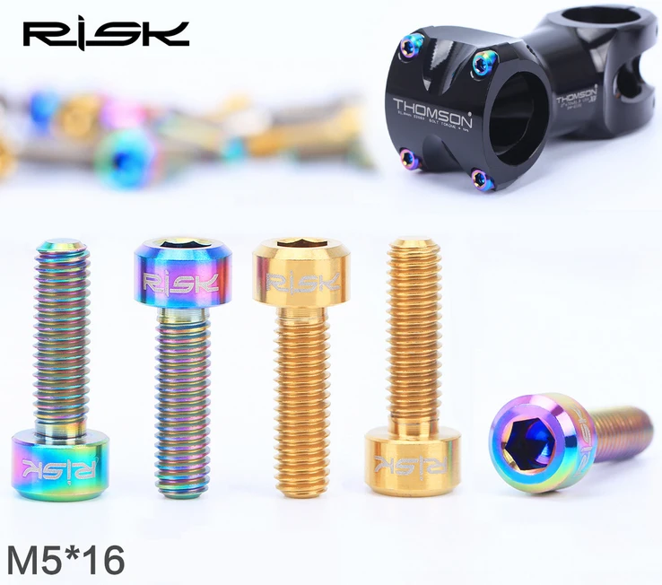 RISK 6 шт. М5*16 мм титановые болты для выноса руля для велосипеда MTB велосипедный ствол Подседельный штырь зажимные болты фиксированные болты велосипедные части 3 цвета