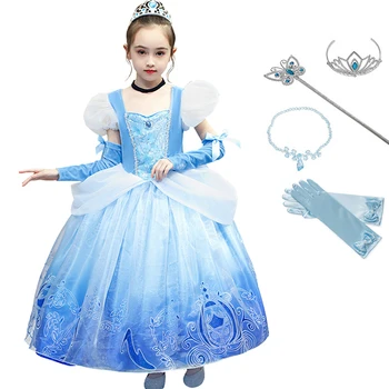 

Christmas Cinderella Dress Costume for Girls Kids Cosplay Princess Dress up Deluxe Layered Ball Gown Child Party Fancy Dresses