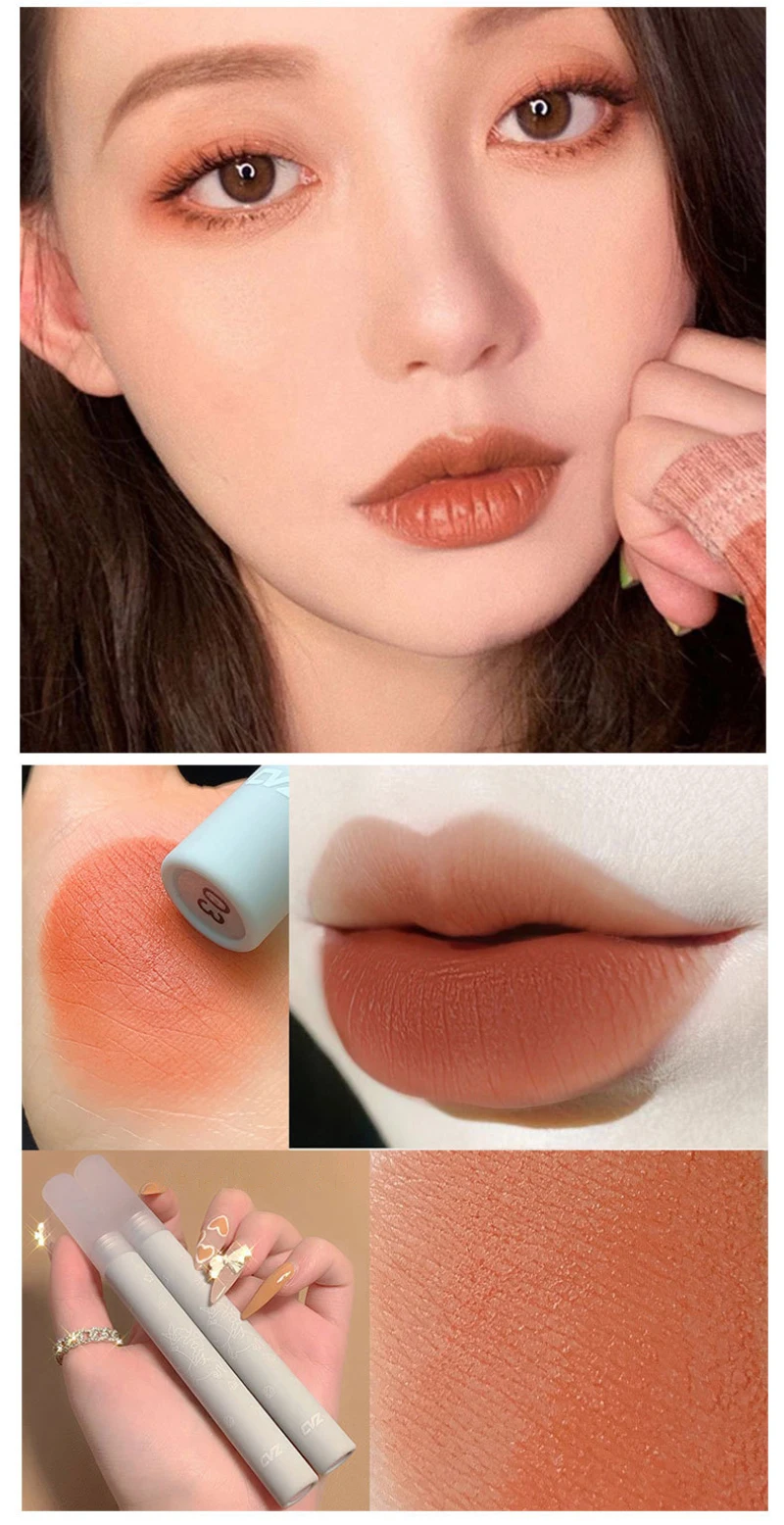 CVZ Mud Milk Tea Lip Gloss 6 Color Matte Liquid Lipstick Makeup Soft Lasting Waterproof Korean Cosmetics Maquillaje New