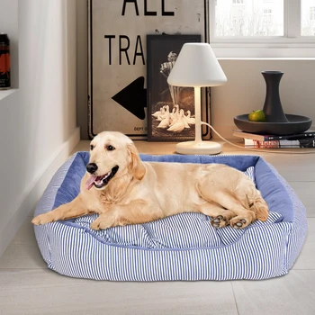 

Pet Dog House Stripe Printed Cat Bed with Soft Mat Pet Nest Puppy Cushion Mat