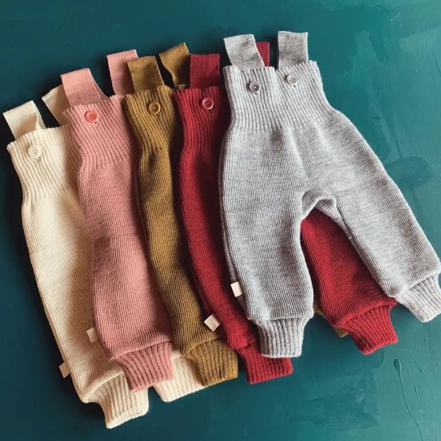 

Kids baby knitting jumpsuits 2021 summer new high quality soft high waist overalls children brand Suspender Pants wz58