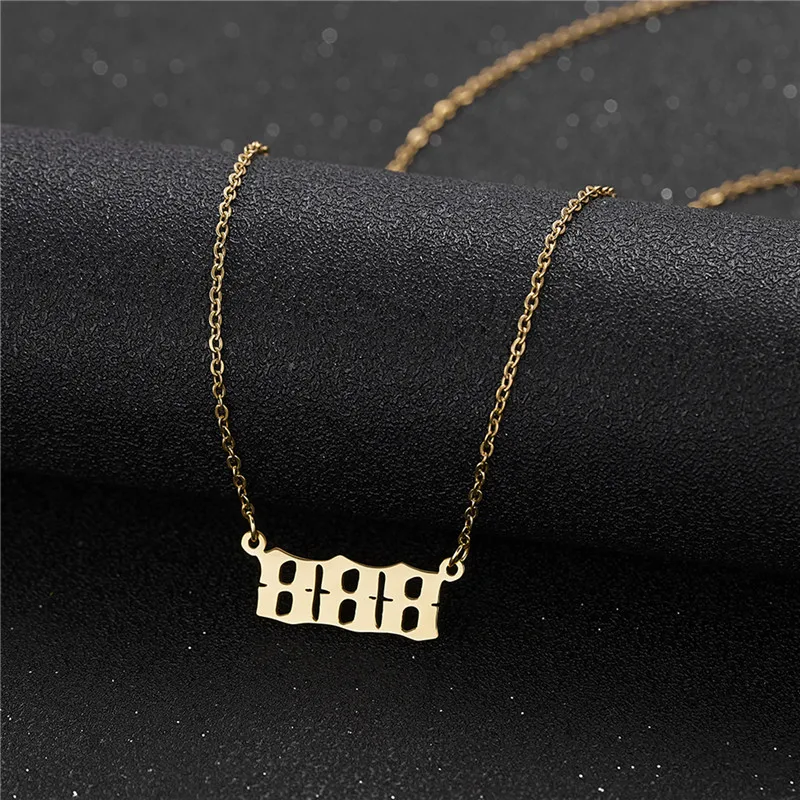 Stainless Steel Angel Number Necklace 111 222 333 444 555 666 777 888 999 For Women Men Lucky Number Chain Necklaces Jewelry