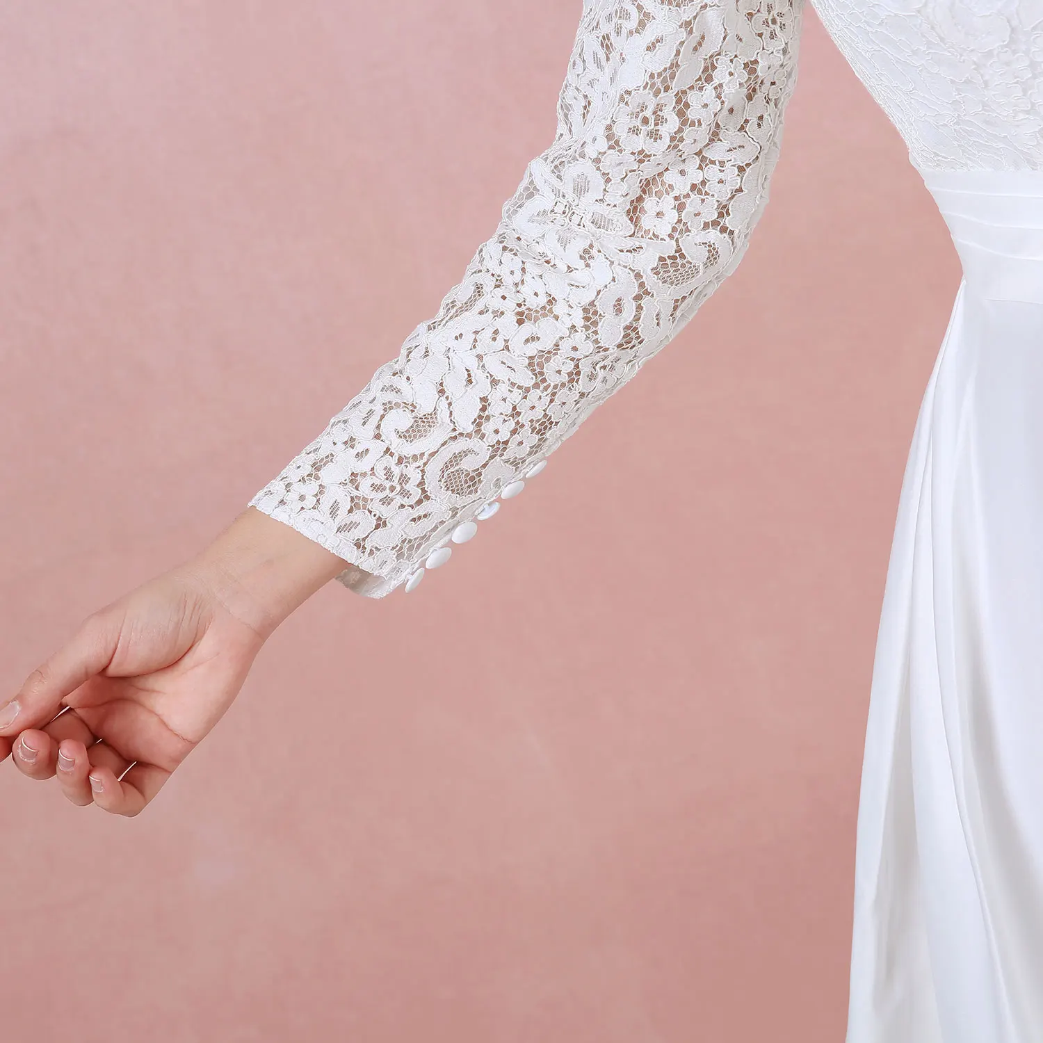 ТРАПЕЦИЕВИДНОЕ зимнее свадебное платье в пол изящное атласное кружевное платье с длинными рукавами на пуговицах Вечерние платья на шнуровке с открытой спиной