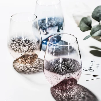 

Creative Starry glass cup high-capacity color Crystal wine glasses for milk juice water transparent mugs beer wine bar Tumblers
