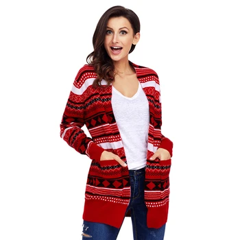 

Cute Knitted Mid Long Christmas Cardigan for Women Kawaii Ladies Knit Christmas Party Xmas Duster Cardigan Coat Plus Size