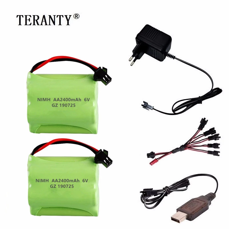 (SM Plug) Ni-MH 6v 2400mah Battery + USB Charger For Rc toys Cars Tanks Robots Trucks Boats Guns AA Rechargeable Pack | Электроника