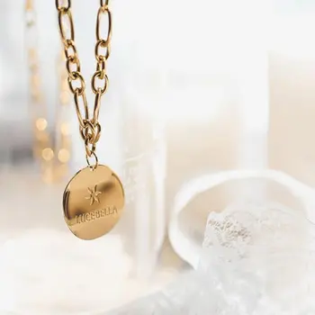 

Amaiyllis 18k Gold Minimalist Gold Coins Clavicle NecklacePendants Fashionable Personality Pendants Necklace For Women Jewellry