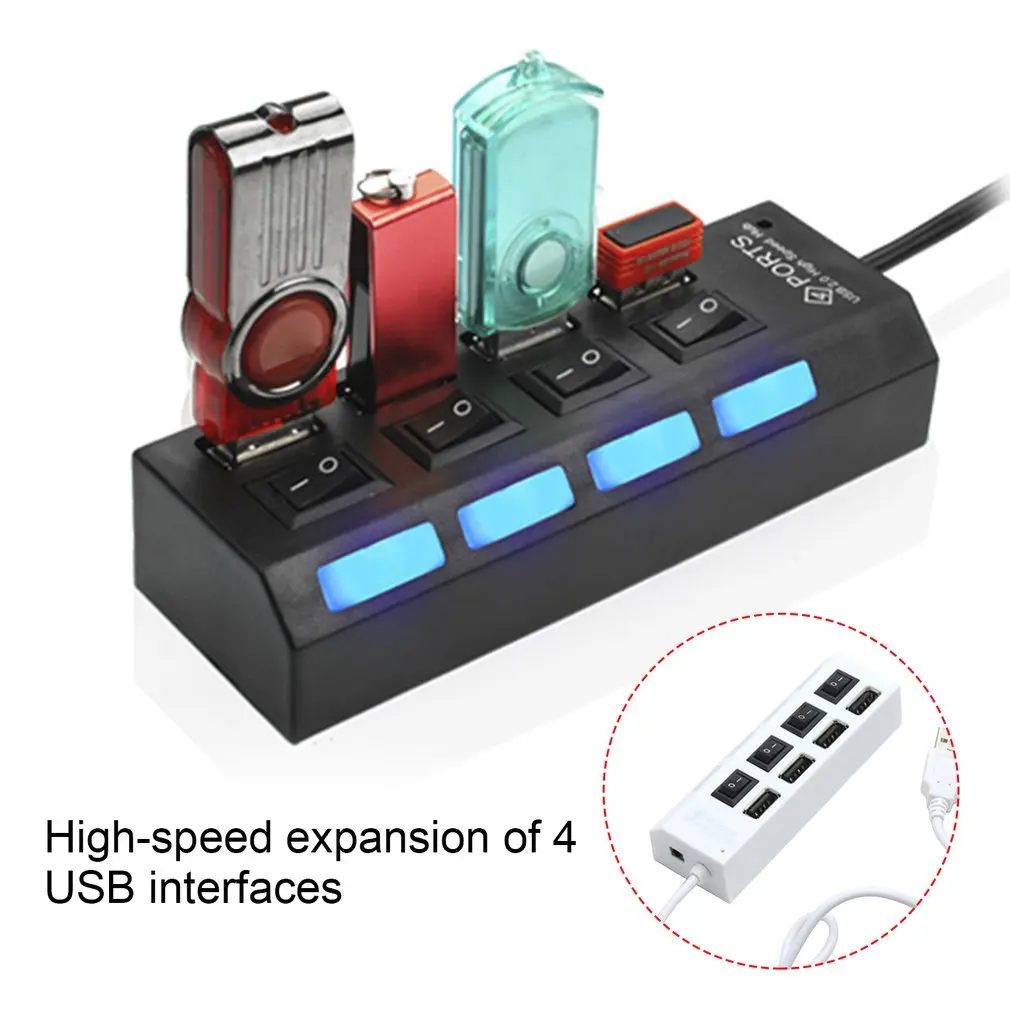 4 порта USB3.0 концентратор Высокоскоростной 5 Гбит/с usb-хаб с индивидуальным переключателем вкл/выкл usb-хаб сплиттер адаптер для Windows ноутбука ПК