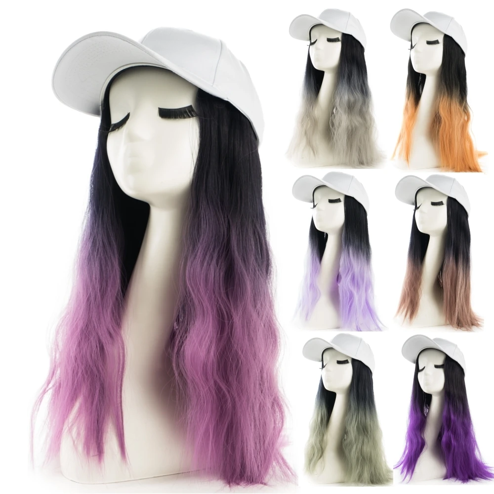 

Lady Girl Women Cap With Colorful Wig Removable Baseball Hat