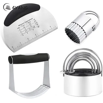 

Stainless Steel Pastry Blender Dough Cutter 6 Biscuit Pastry Cutter and Scraper Set Professional Baking Dough Tool Bakeware Set