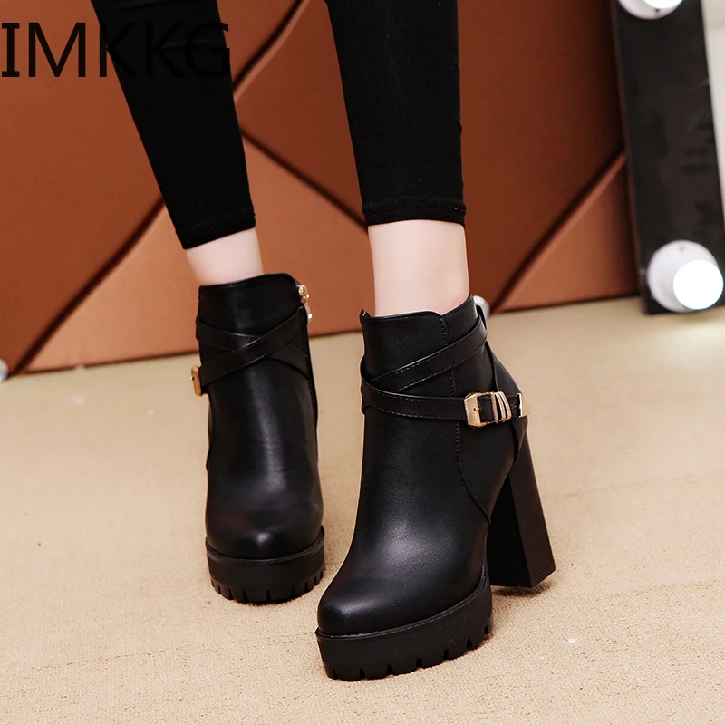Ботильоны на квадратном каблуке; Zapatos De Mujer Botas; Новинка года; сезон осень-зима; обувь на высоком каблуке с пуговицами; модная обувь; F90321