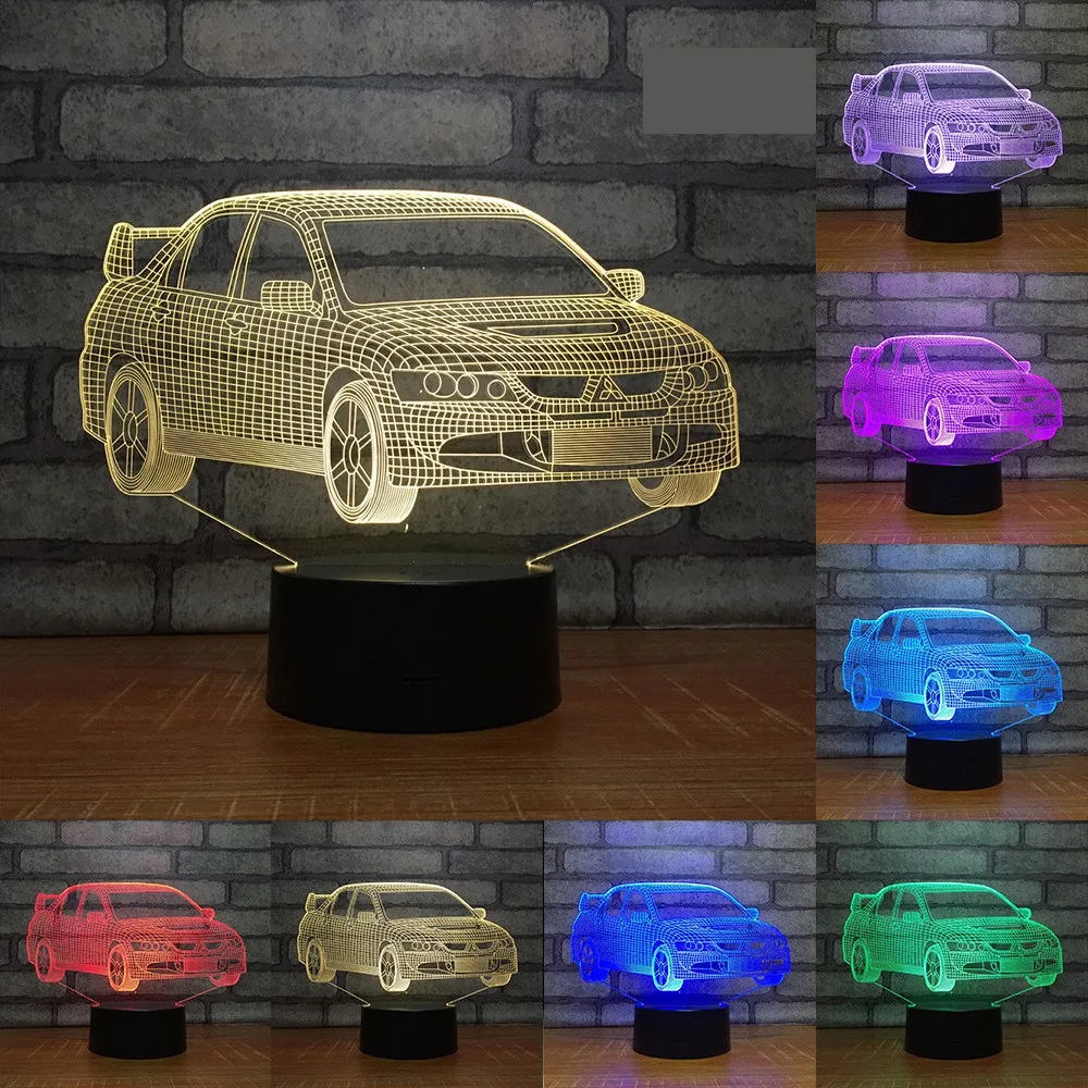 3D 자동차 Led 야간 조명, 7 가지 색상 변경 아크릴 야간 램프, 남아용 생일 선물, 어린이 야간 조명