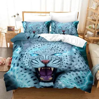 

White Dot Fierce Leopard Bedding Set Bedroom Decor 100% Microfiber Soft 1PC Duvet Cover with Pillowcases
