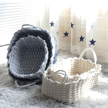 

DIY Tool Storage Basket Hand-woven Coarse Cotton Thread Storage Box Toy Snack Key Sundries Storage Basket Desktop Organizer Hot