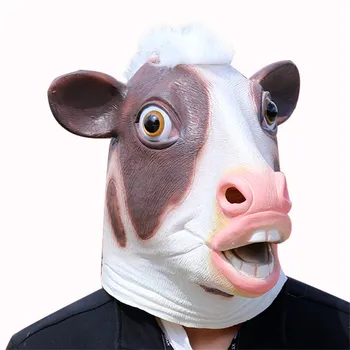 

Halloween Cute new pink Cow Mask Funny Animal Masks Cartoon Party Dress Up Costume Zoo Jungle Masks Cosplay Decoration