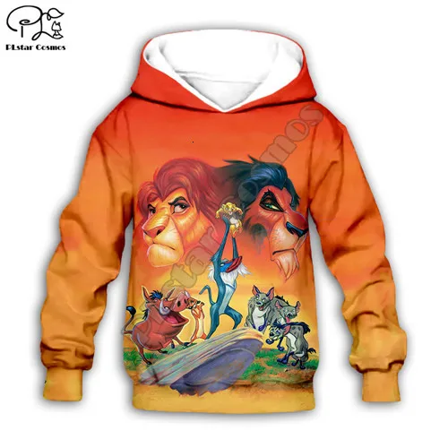 Kids hoodies Детские толстовки на молнии с объемным принтом «Король Лев» толстовки с капюшоном и Simba с героями мультфильмов, рубашки, штаны Одежда для маленьких мальчиков и девочек HAKUNA MATATA mufasa - Цвет: Kids hoodies