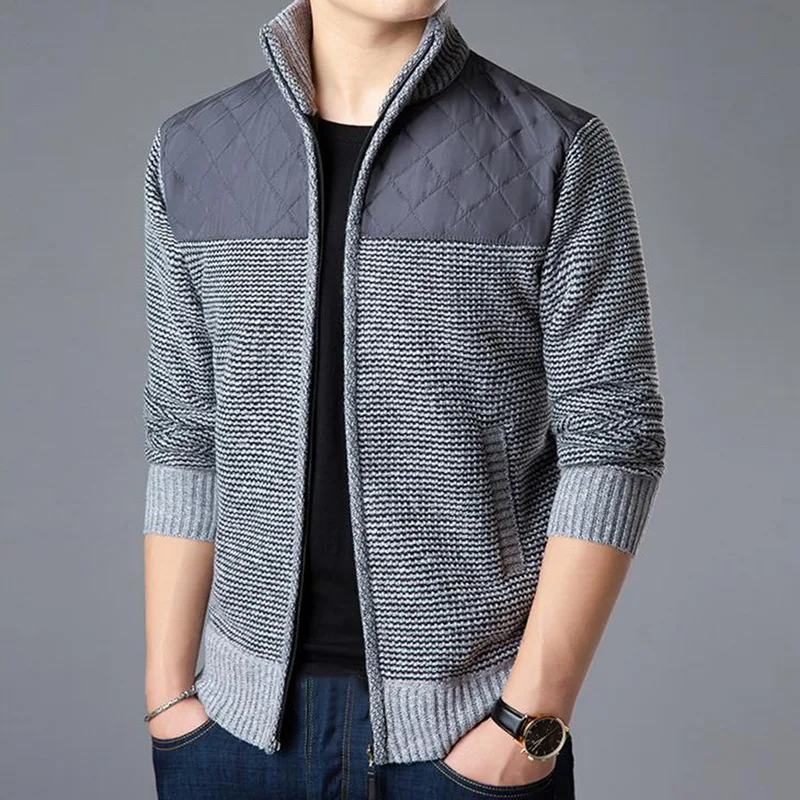 SFIT Sweater Men Autumn Winter SweaterCoats Male Thick Faux Fur Wool Mens Sweater Jackets Casual Zipper Knitwear Size M-3XL