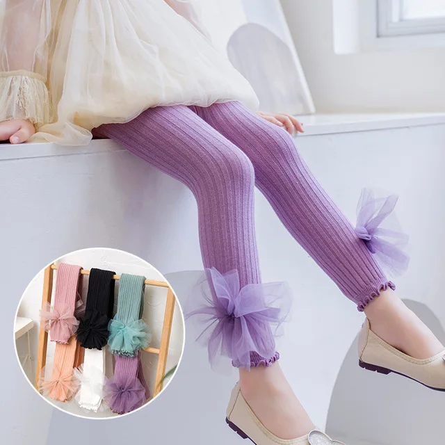 

Spring Autumn New Arrival Children Leggings Girls Trousers Fashion Casual Cute Net Gauze Big Bows Kids Pants Baby Girls Leggings